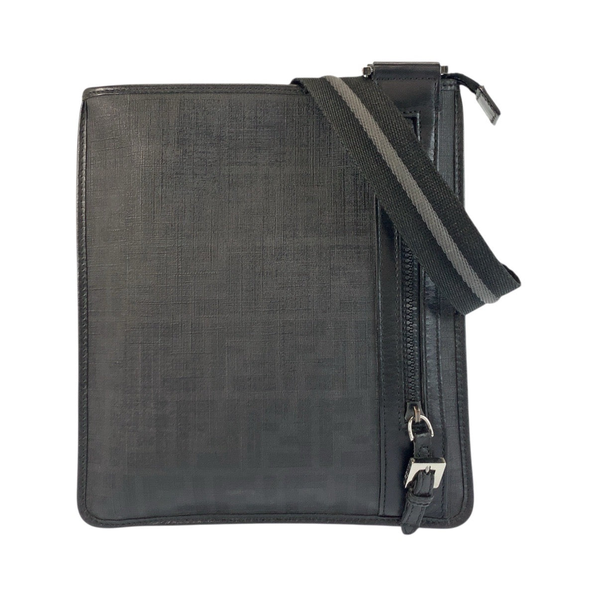 21139
FENDI フェンディ ズッカ ブラック 黒 シルバー金具 PVC / レザー 7VA204-BOW ショルダーバッグ ポシェット メンズ ABP50