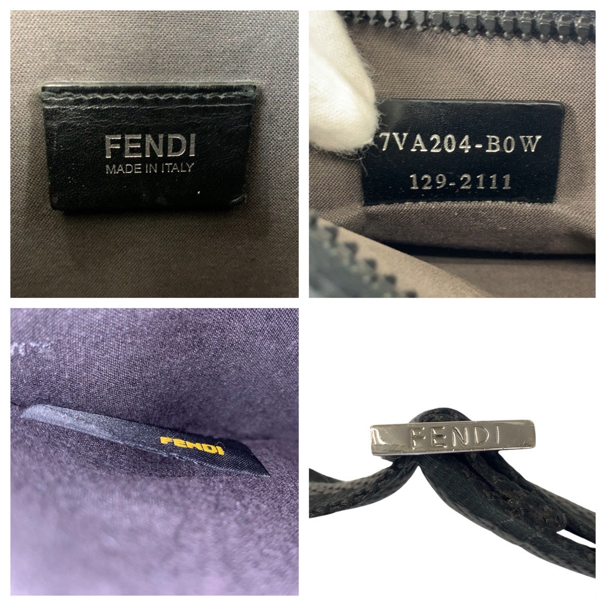 21139
FENDI フェンディ ズッカ ブラック 黒 シルバー金具 PVC / レザー 7VA204-BOW ショルダーバッグ ポシェット メンズ ABP50