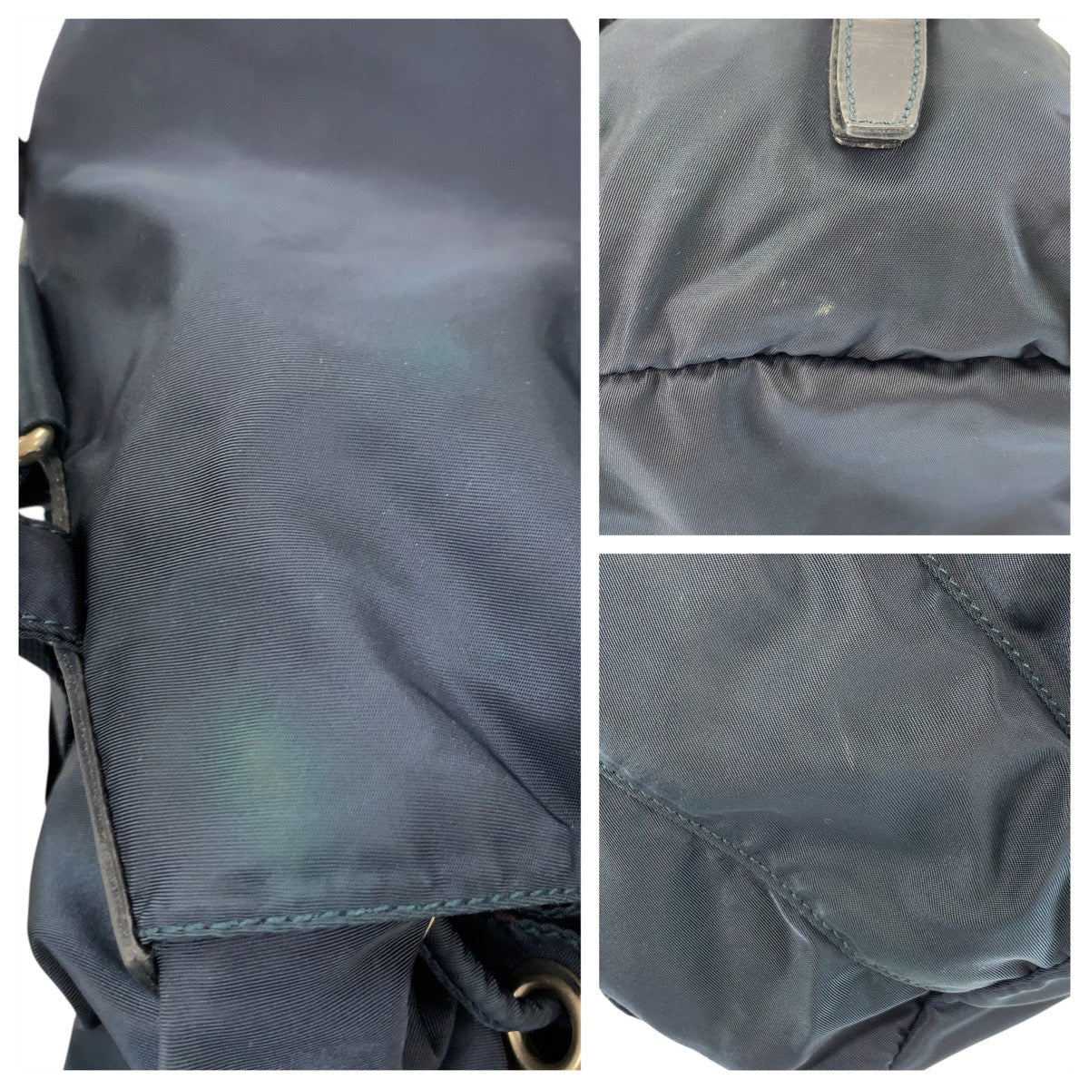 21140
PRADA プラダ テスート 三角ロゴプレート ネイビー シルバー金具 ナイロン リュック バックパック 59刻印 レディース AB42