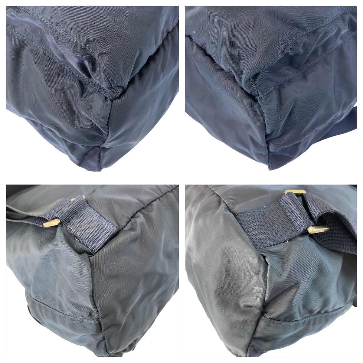 21140
PRADA プラダ テスート 三角ロゴプレート ネイビー シルバー金具 ナイロン リュック バックパック 59刻印 レディース AB42