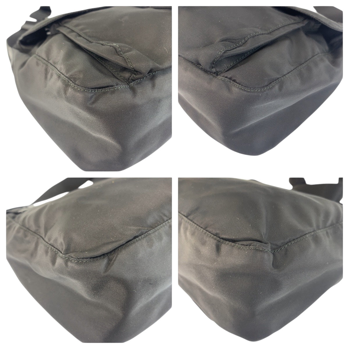 21141
PRADA プラダ テスート 三角ロゴプレート ブラック 黒 シルバー金具 ナイロン / レザー ショルダーバッグ メッセンジャーバッグ レディース ABP35