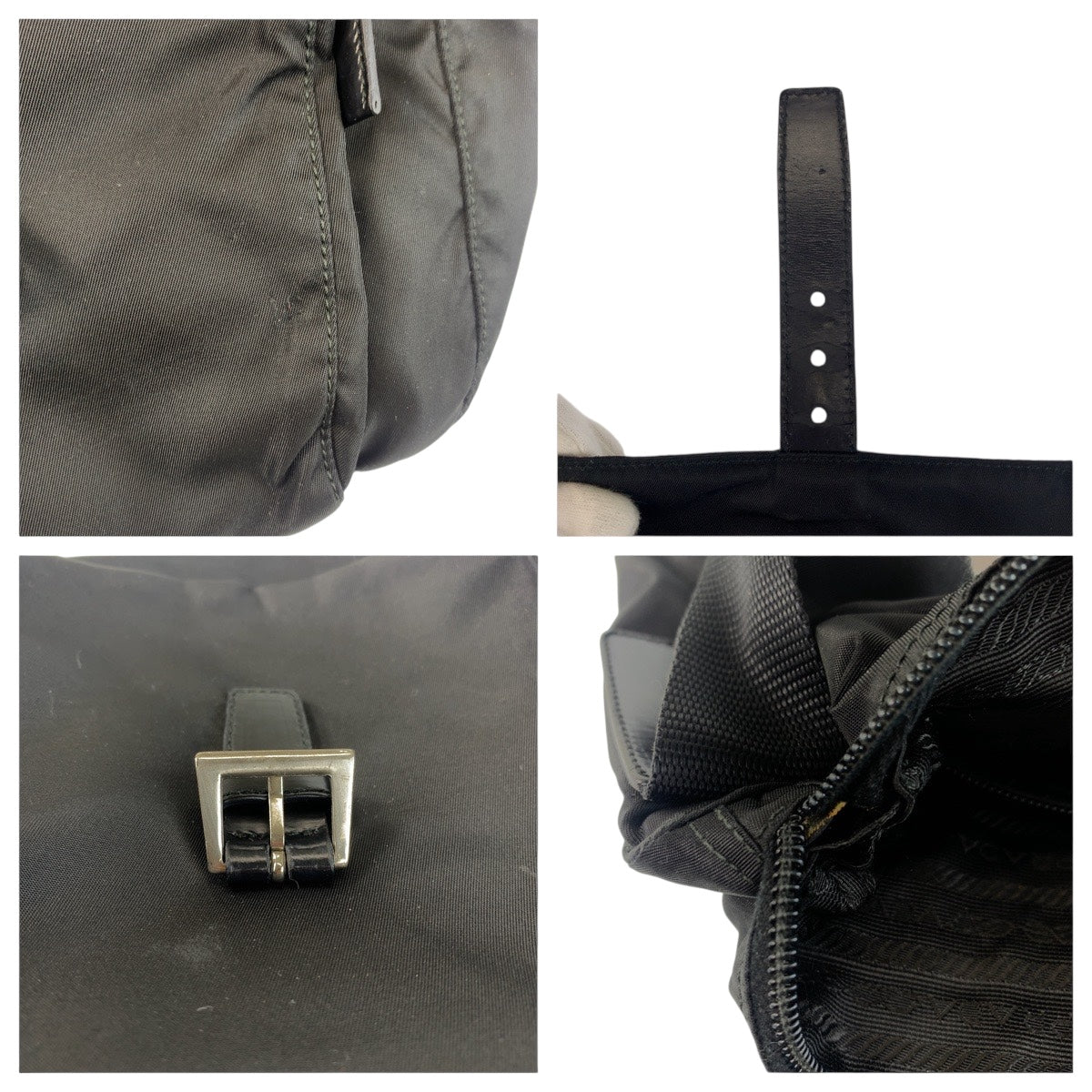 21141
PRADA プラダ テスート 三角ロゴプレート ブラック 黒 シルバー金具 ナイロン / レザー ショルダーバッグ メッセンジャーバッグ レディース ABP35