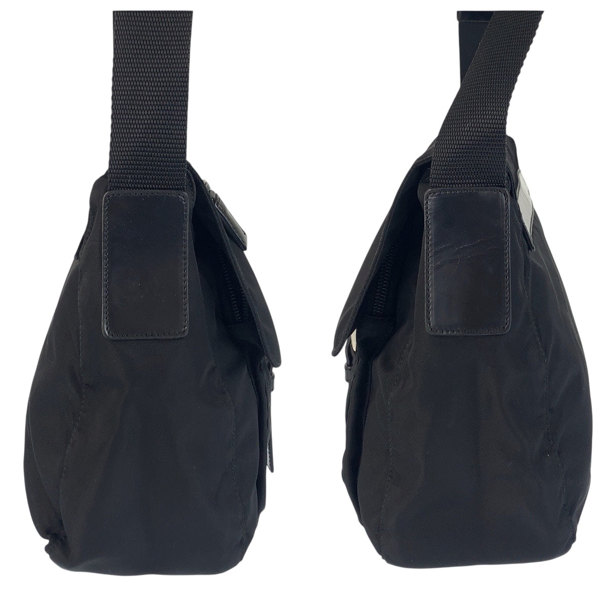 21141
PRADA プラダ テスート 三角ロゴプレート ブラック 黒 シルバー金具 ナイロン / レザー ショルダーバッグ メッセンジャーバッグ レディース ABP35