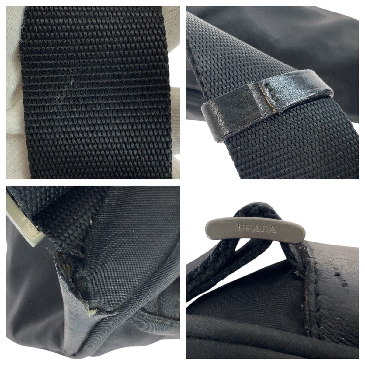 21142
PRADA プラダ テスート 三角ロゴプレート ブラック 黒 シルバー金具 ナイロン ショルダーバッグ メッセンジャーバッグ レディース AB35
