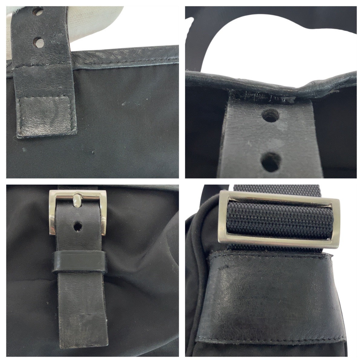 21142
PRADA プラダ テスート 三角ロゴプレート ブラック 黒 シルバー金具 ナイロン ショルダーバッグ メッセンジャーバッグ レディース AB35