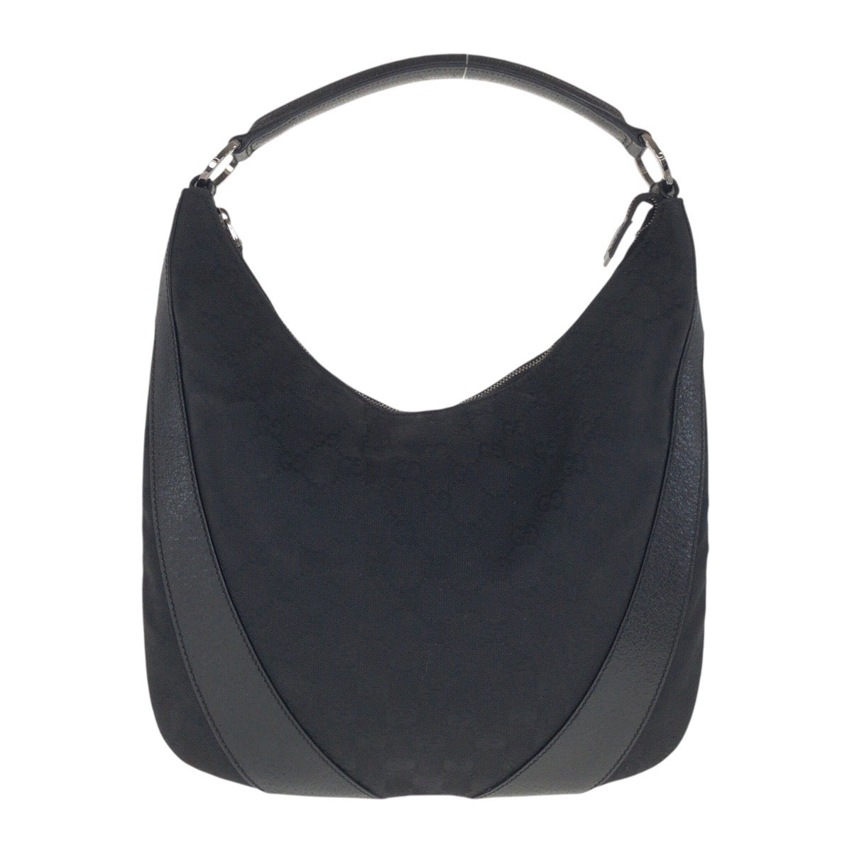 21143
GUCCI グッチ ホーボー ブラック 黒 シルバー金具 GGキャンバス / レザー 124357 ショルダーバッグ ハンドバッグ レディース ABP42