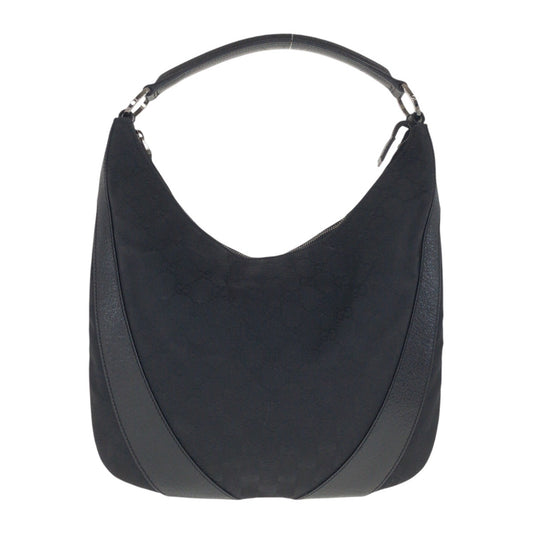 21143
GUCCI グッチ ホーボー ブラック 黒 シルバー金具 GGキャンバス / レザー 124357 ショルダーバッグ ハンドバッグ レディース ABP42