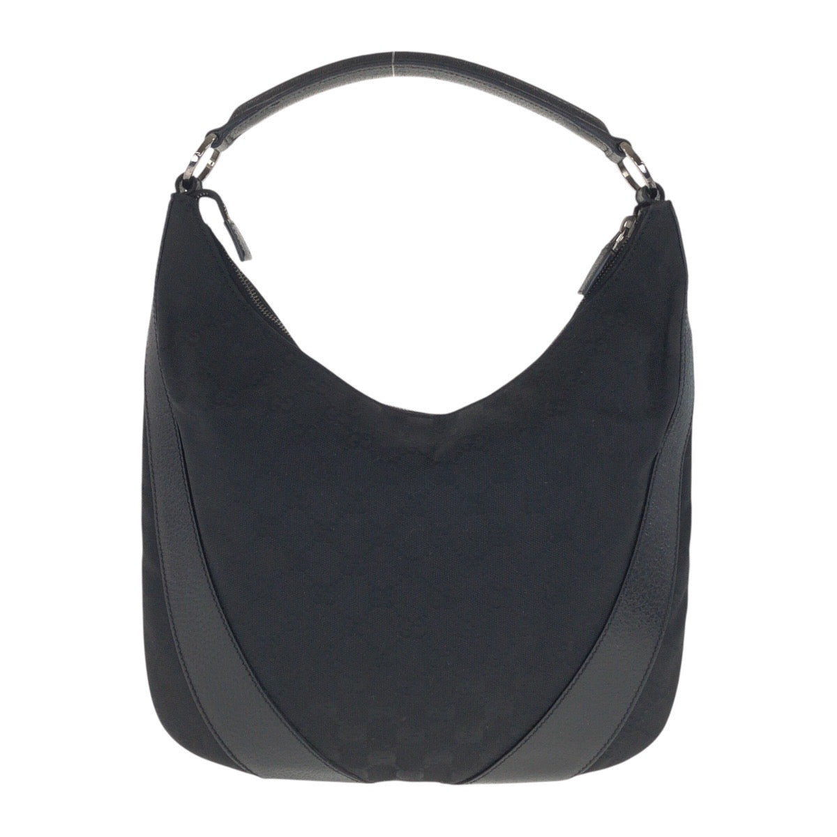 21143
GUCCI グッチ ホーボー ブラック 黒 シルバー金具 GGキャンバス / レザー 124357 ショルダーバッグ ハンドバッグ レディース ABP42