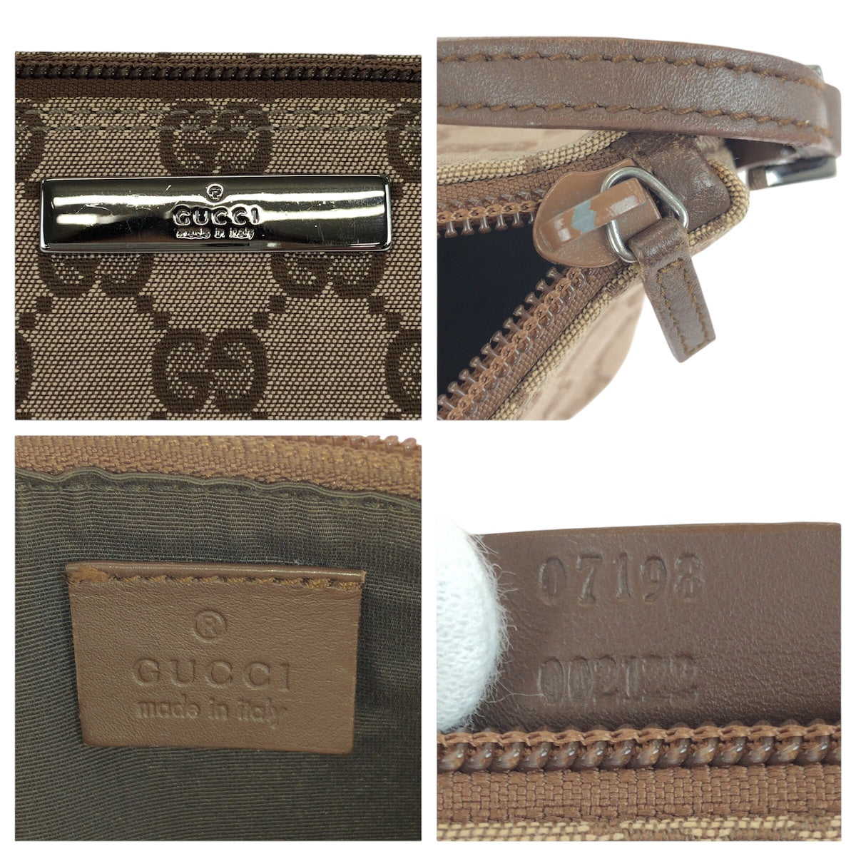 21144
GUCCI グッチ ブラウン シルバー金具 GGキャンバス / レザー 07198 ハンドバッグ アクセサリーポーチ レディース ABP20