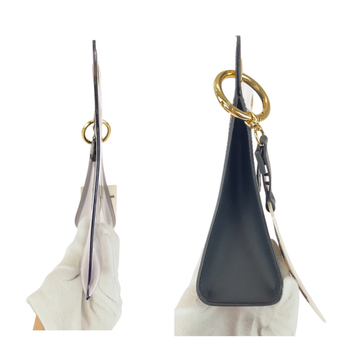 21145
DOLCE&GABBANA ドルチェアンドガッバーナ クリア ブラック ゴールド金具 PVC ショルダーバッグ クラッチバッグ レディース ABP14