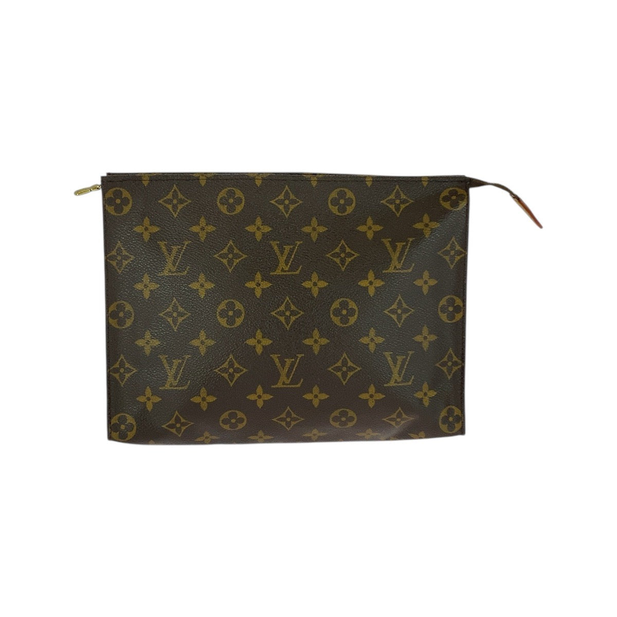 21146
LOUIS VUITTON ルイヴィトン ヴィンテージ モノグラム ポッシュ トワレット26 ブラウン 茶 ゴールド金具 レザー M47542 クラッチバッグ セカンドバッグ メンズ B20