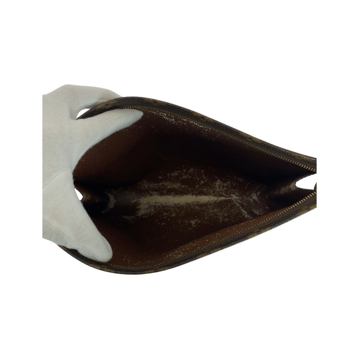 21146
LOUIS VUITTON ルイヴィトン ヴィンテージ モノグラム ポッシュ トワレット26 ブラウン 茶 ゴールド金具 レザー M47542 クラッチバッグ セカンドバッグ メンズ B20