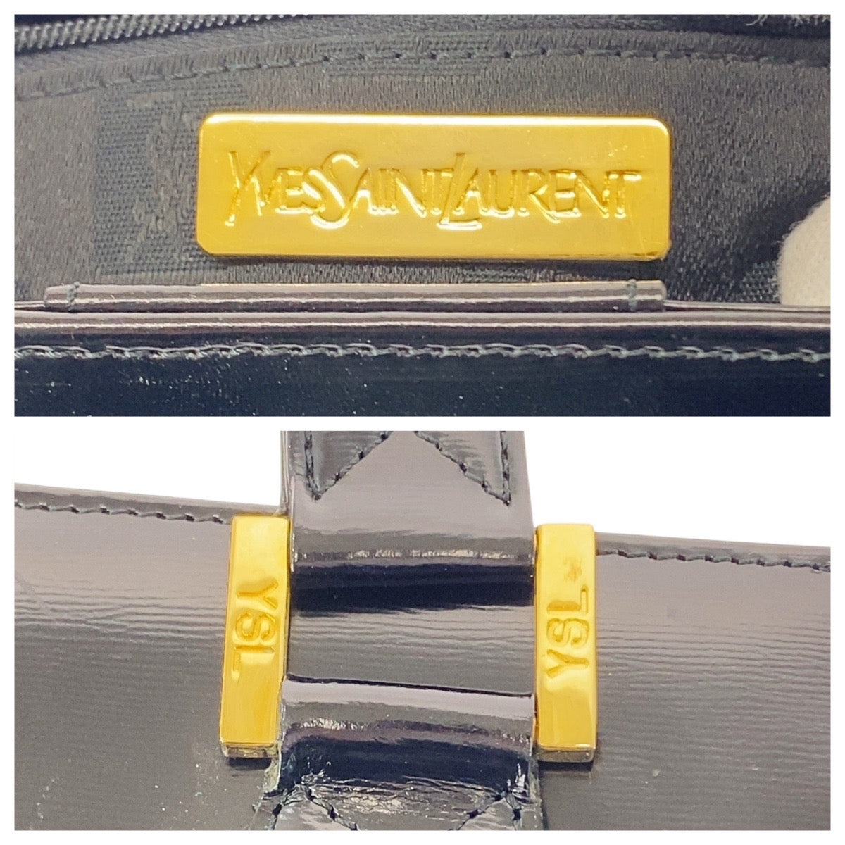 21150
YVES SAINT LAURENT イヴ サンローラン ヴィンテージ YSL カサンドラ ブラック 黒 ゴールド金具 レザー トートバッグ ショルダーバッグ 2way レディース ABP40