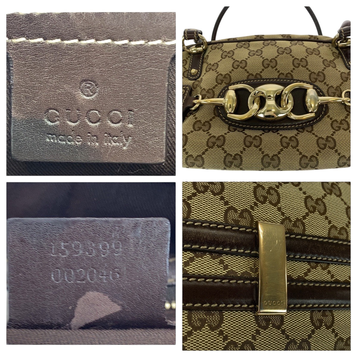 21152
GUCCI グッチ ホースビット ベージュ ブラウン ゴールド金具 GGキャンバス / レザー / バンブー 159399 ハンドバッグ ショルダーバッグ レディース AB32