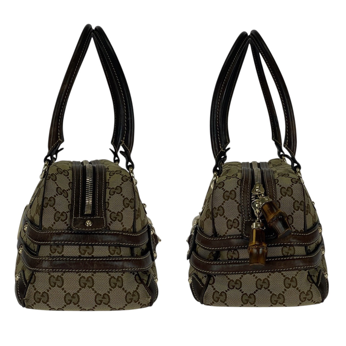 21152
GUCCI グッチ ホースビット ベージュ ブラウン ゴールド金具 GGキャンバス / レザー / バンブー 159399 ハンドバッグ ショルダーバッグ レディース AB32