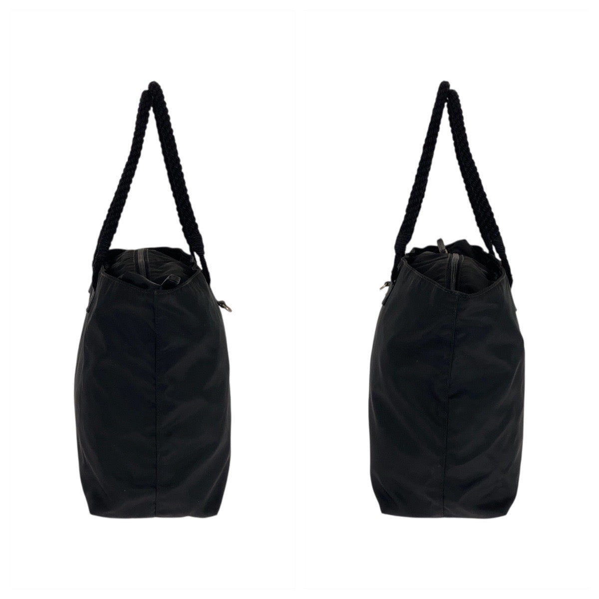 21153
PRADA プラダ テスート 三角ロゴプレート ブラック 黒 シルバー金具 ナイロン トートバッグ ショルダーバッグ レディース A45