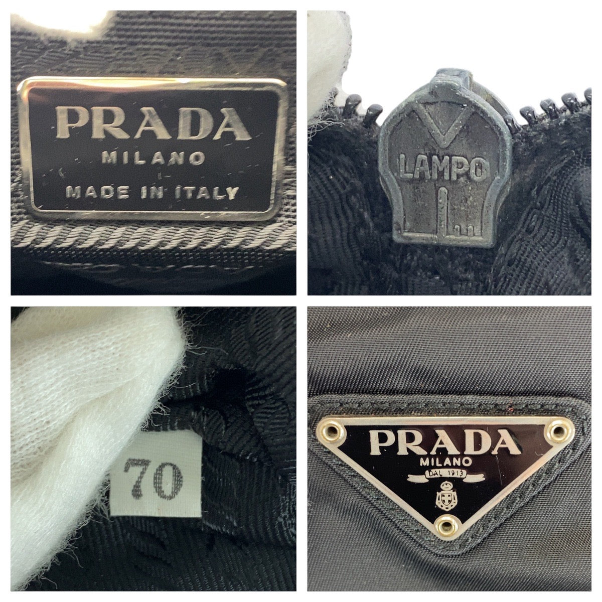 21154
PRADA プラダ テスート 三角ロゴプレート ブラック 黒 シルバー金具 ナイロン トートバッグ ショルダーバッグ レディース AB25