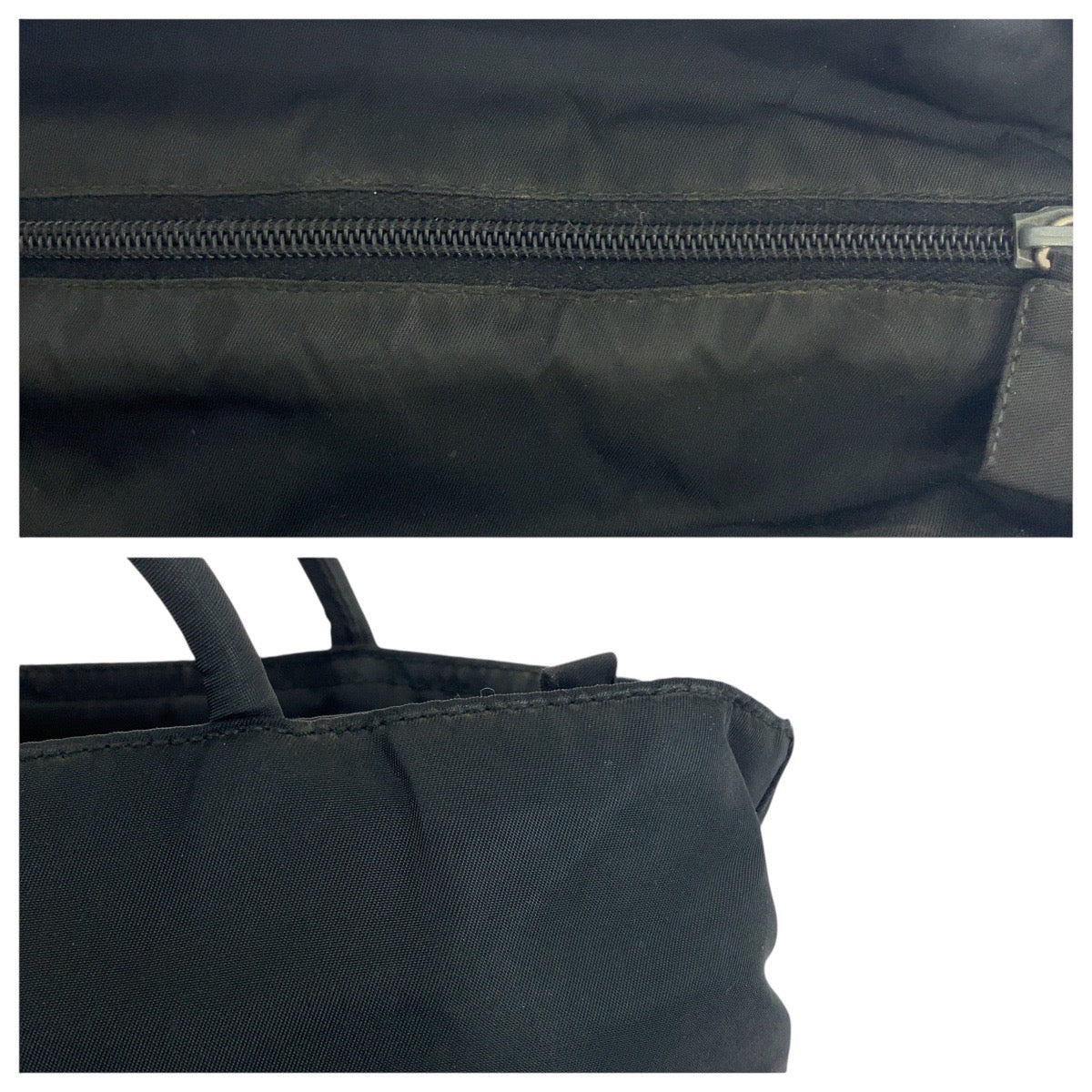 21154
PRADA プラダ テスート 三角ロゴプレート ブラック 黒 シルバー金具 ナイロン トートバッグ ショルダーバッグ レディース AB25