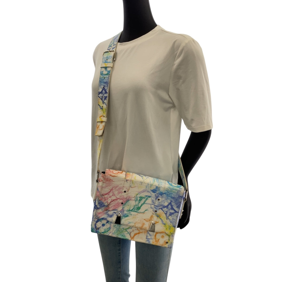 21155
LOUIS VUITTON ルイヴィトン モノグラム パステル トランク メッセンジャー PM マルチカラー シルバー金具 PVC M45661 ショルダーバッグ メッセンジャーバッグ レディース ABP280