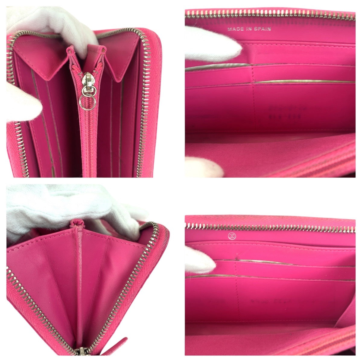 21156
CHANEL シャネル マトラッセ ココマーク ピンク シルバー金具 キャビアスキン 長財布 ラウンドファスナー レディース AB32