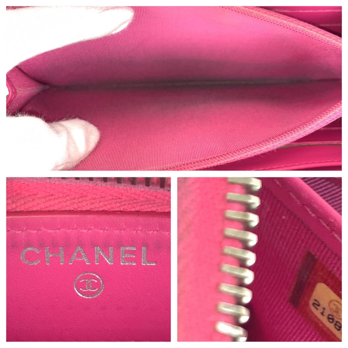 21156
CHANEL シャネル マトラッセ ココマーク ピンク シルバー金具 キャビアスキン 長財布 ラウンドファスナー レディース AB32
