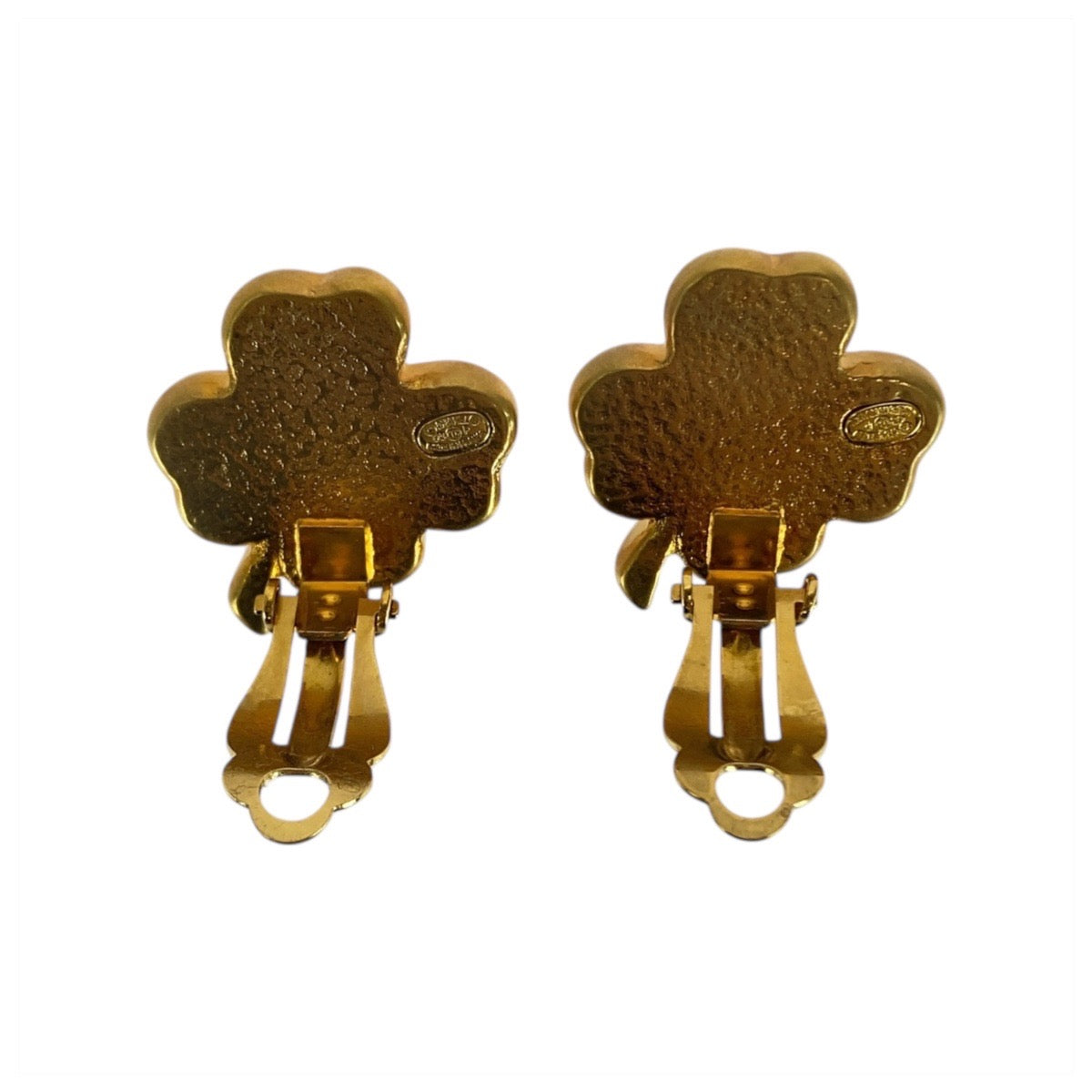 21157
CHANEL シャネル クローバー ココマーク ゴールド ピンク メッキ イヤリング レディース A40