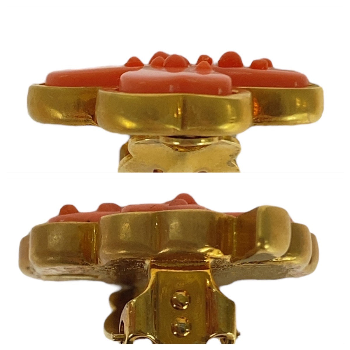 21157
CHANEL シャネル クローバー ココマーク ゴールド ピンク メッキ イヤリング レディース A40