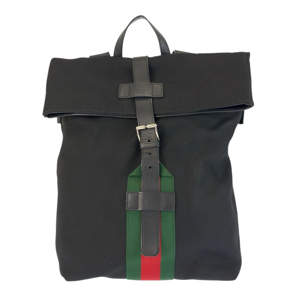 21158
GUCCI グッチ シェリーライン ブラック 黒 シルバー金具 レザー / テクノキャンバス 337075 リュック バックパック メンズ ABP62