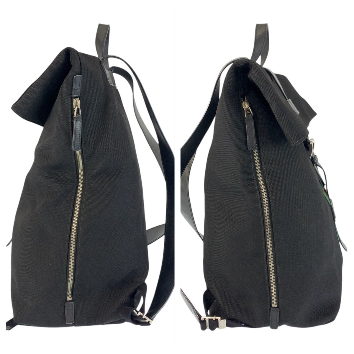 21158
GUCCI グッチ シェリーライン ブラック 黒 シルバー金具 レザー / テクノキャンバス 337075 リュック バックパック メンズ ABP62