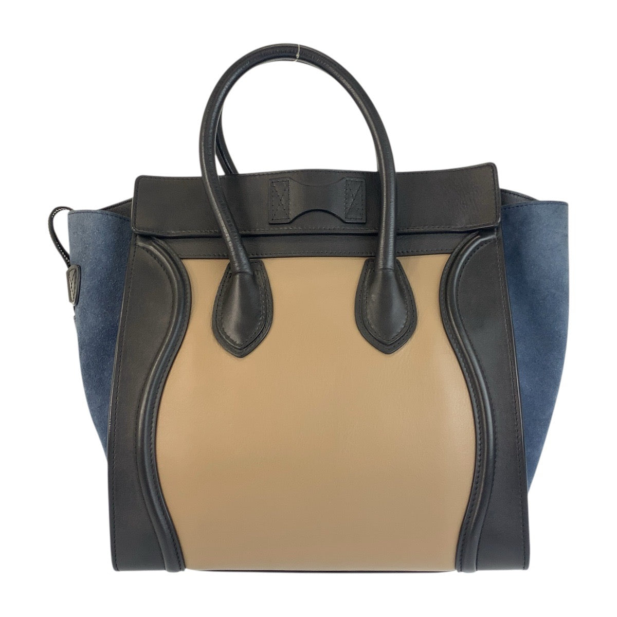 21161
CELINE セリーヌ ラゲージ ミニショッパー ベージュ ブラック ネイビー ゴールド金具 レザー S-SA-0182 ハンドバッグ トートバッグ レディース ABP62