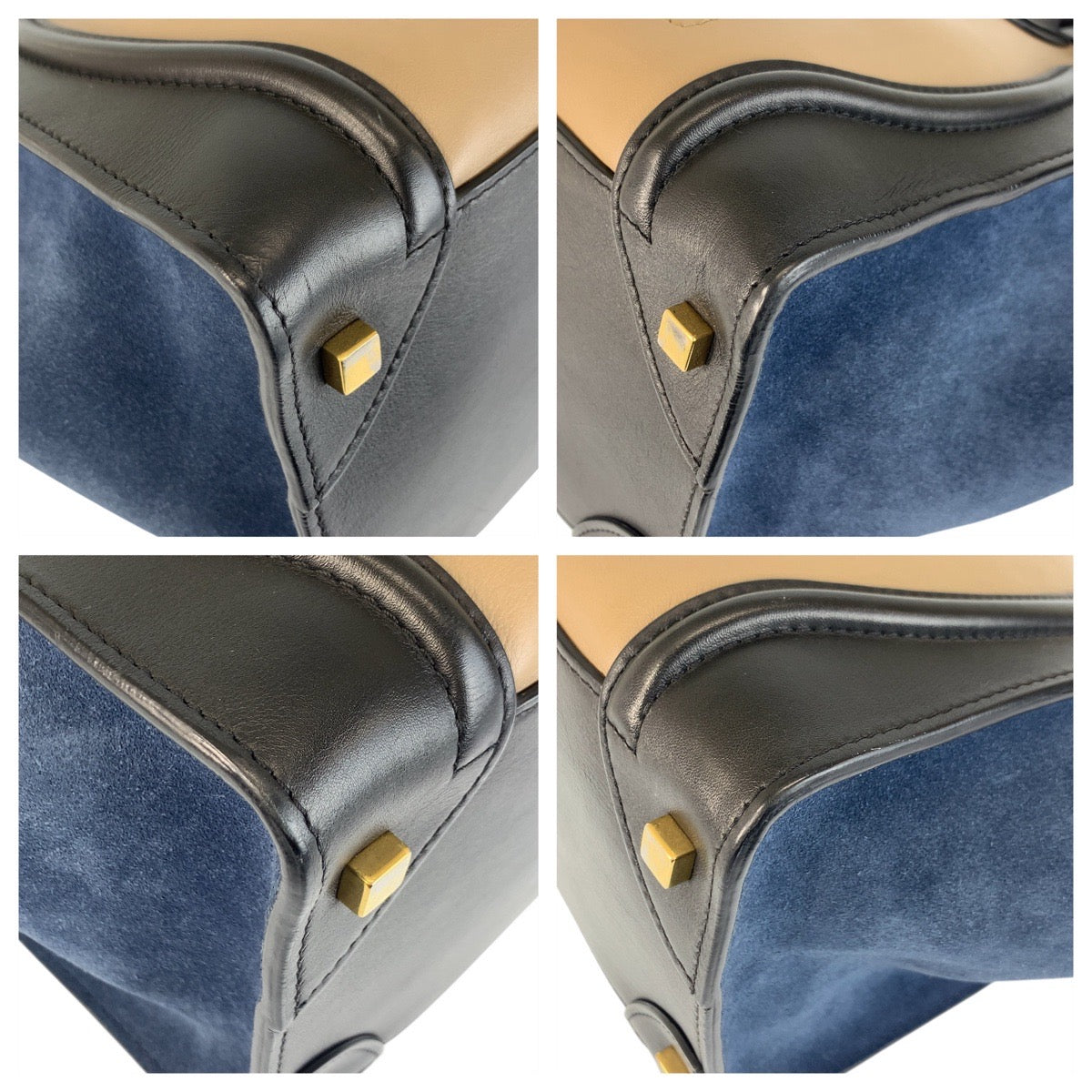 21161
CELINE セリーヌ ラゲージ ミニショッパー ベージュ ブラック ネイビー ゴールド金具 レザー S-SA-0182 ハンドバッグ トートバッグ レディース ABP62