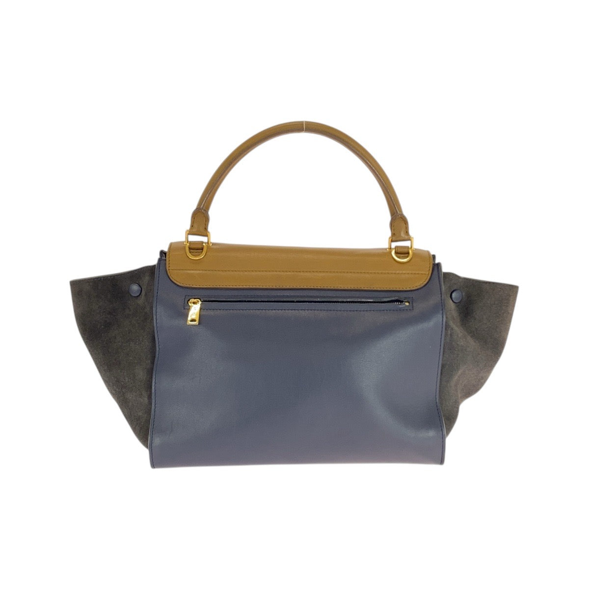 21162
CELINE セリーヌ トラペーズ ブラウン ネイビー ブラック レザー / スウェード ショルダーバッグ ハンドバッグ レディース AB35