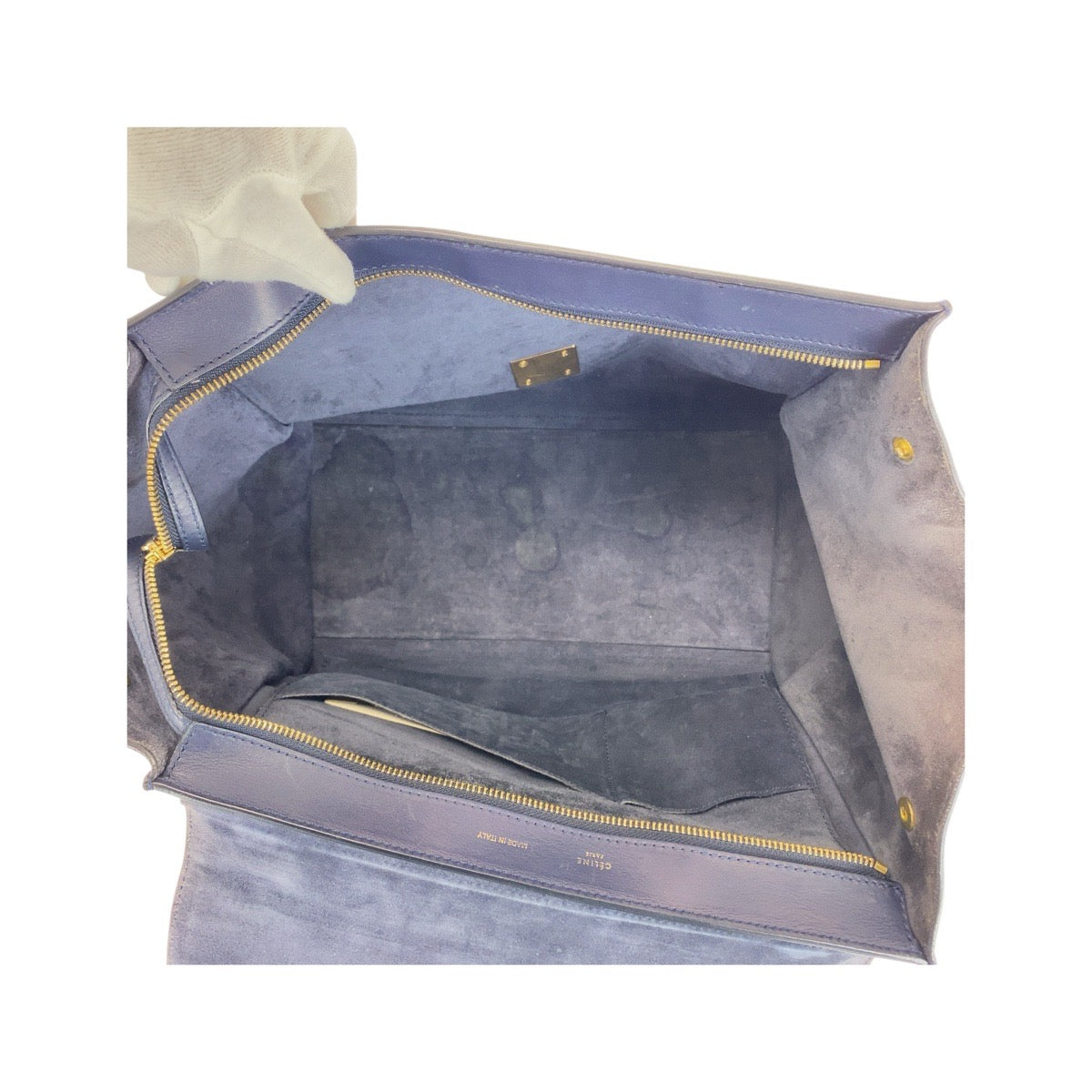 21162
CELINE セリーヌ トラペーズ ブラウン ネイビー ブラック レザー / スウェード ショルダーバッグ ハンドバッグ レディース AB35