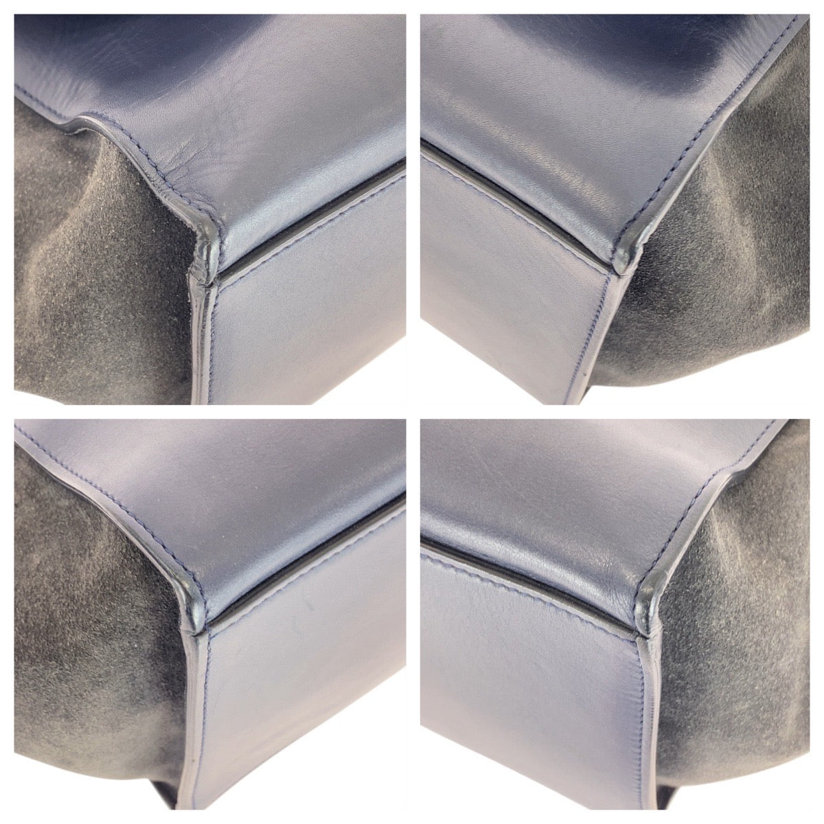 21162
CELINE セリーヌ トラペーズ ブラウン ネイビー ブラック レザー / スウェード ショルダーバッグ ハンドバッグ レディース AB35