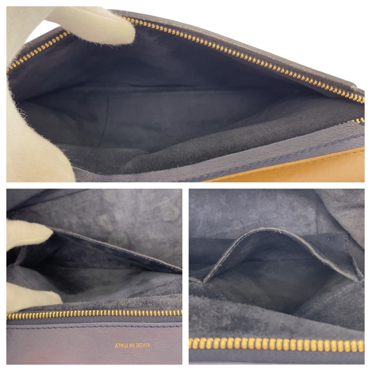 21162
CELINE セリーヌ トラペーズ ブラウン ネイビー ブラック レザー / スウェード ショルダーバッグ ハンドバッグ レディース AB35