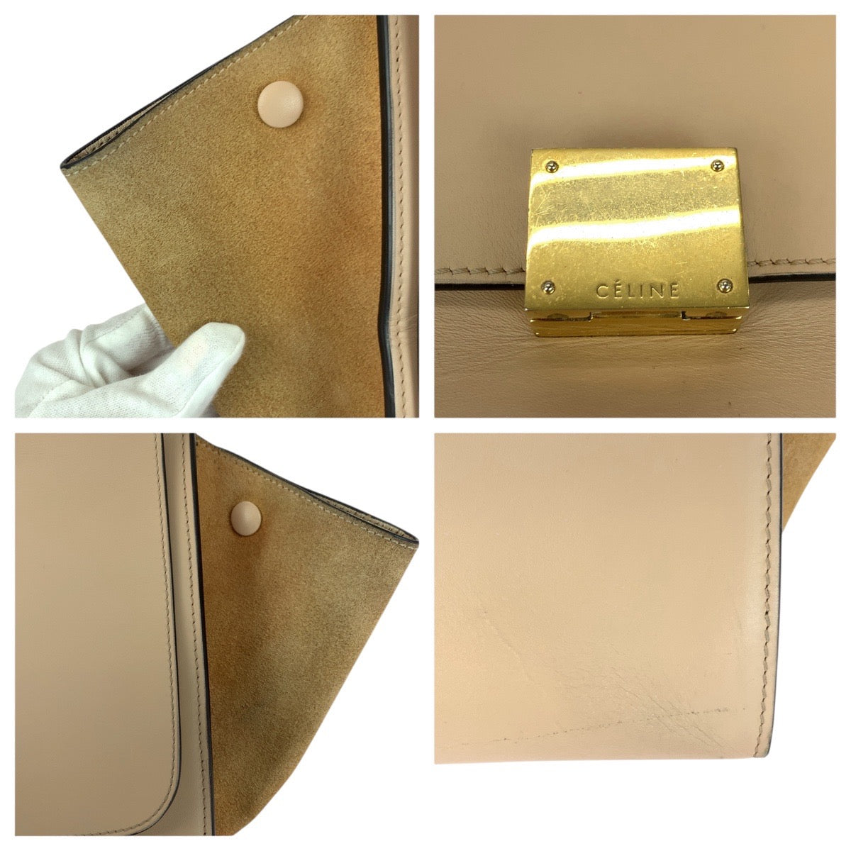 21163
CELINE セリーヌ トラペーズ サーモンピンク ゴールド金具 レザー / スエード F VP 0143 ショルダーバッグ ハンドバッグ 2way レディース ABP42