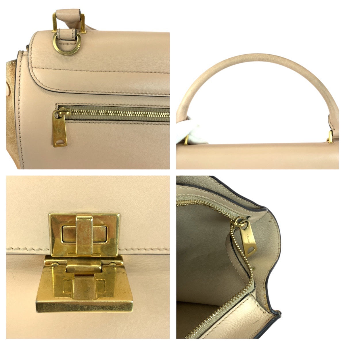 21163
CELINE セリーヌ トラペーズ サーモンピンク ゴールド金具 レザー / スエード F VP 0143 ショルダーバッグ ハンドバッグ 2way レディース ABP42