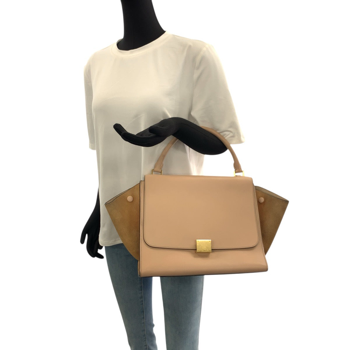 21163
CELINE セリーヌ トラペーズ サーモンピンク ゴールド金具 レザー / スエード F VP 0143 ショルダーバッグ ハンドバッグ 2way レディース ABP42