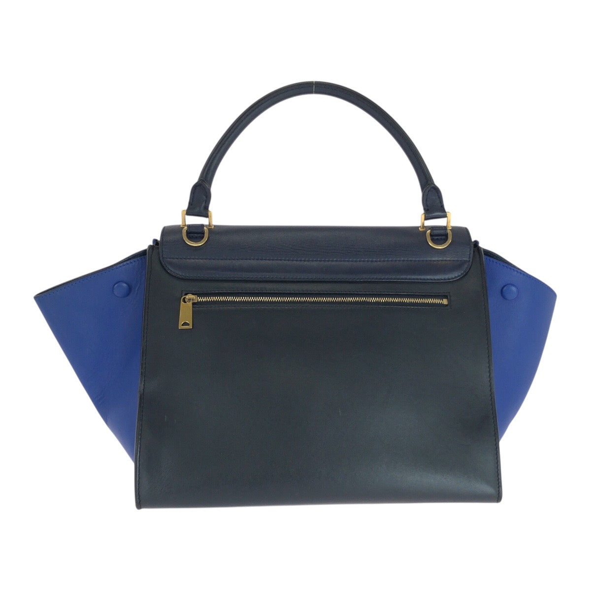 21164
CELINE セリーヌ トラペーズ ミディアム ネイビー ブラック ブルー ゴールド金具 レザー ハンドバッグ ショルダーバッグ 2way レディース ABP56