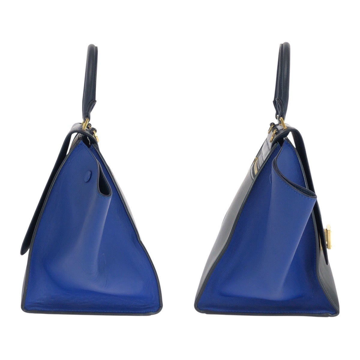 21164
CELINE セリーヌ トラペーズ ミディアム ネイビー ブラック ブルー ゴールド金具 レザー ハンドバッグ ショルダーバッグ 2way レディース ABP56