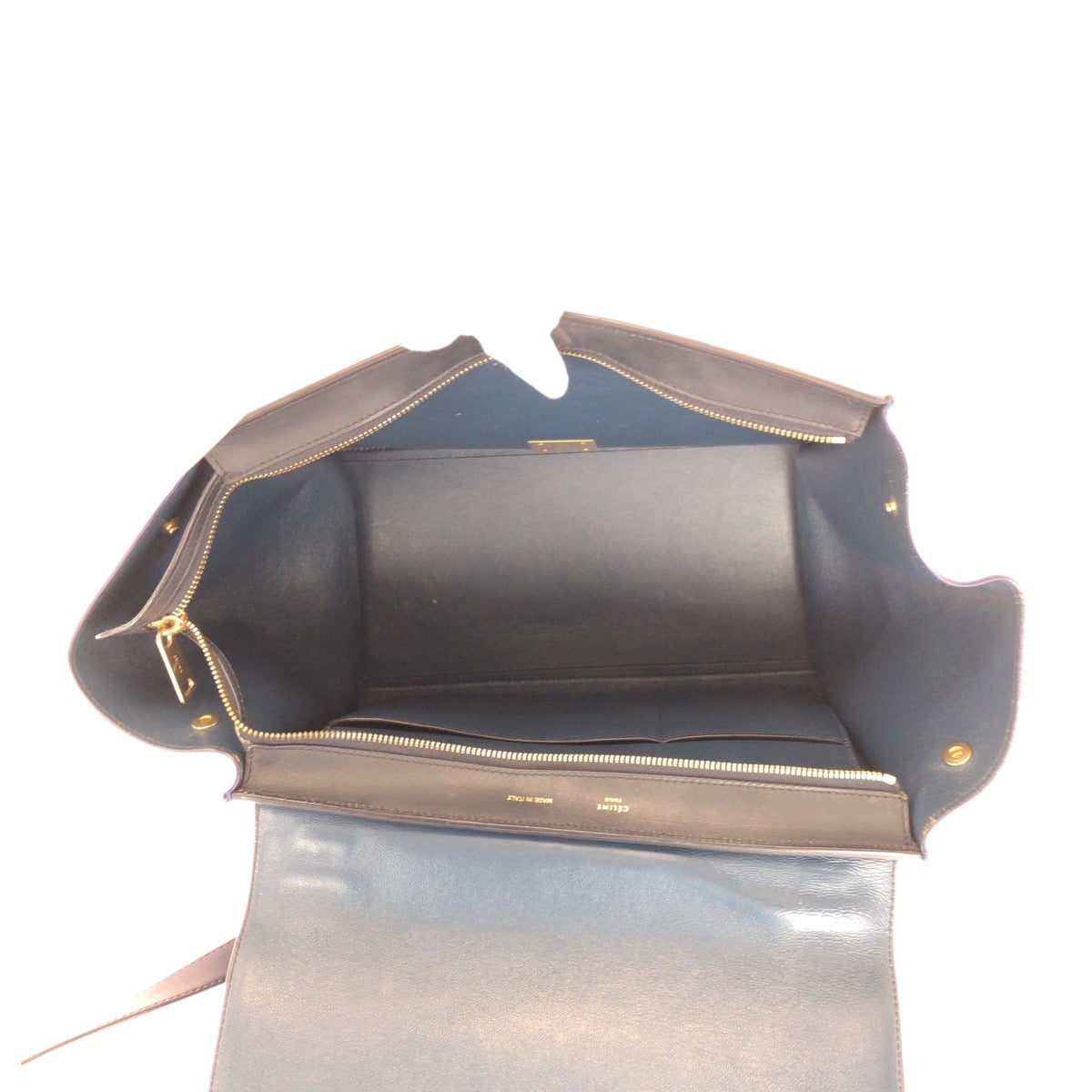 21164
CELINE セリーヌ トラペーズ ミディアム ネイビー ブラック ブルー ゴールド金具 レザー ハンドバッグ ショルダーバッグ 2way レディース ABP56