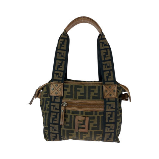 21167
FENDI フェンディ ヴィンテージ ズッカ ブラウン ゴールド金具 キャンバス ハンドバッグ ショルダーバッグ レディース ABP45