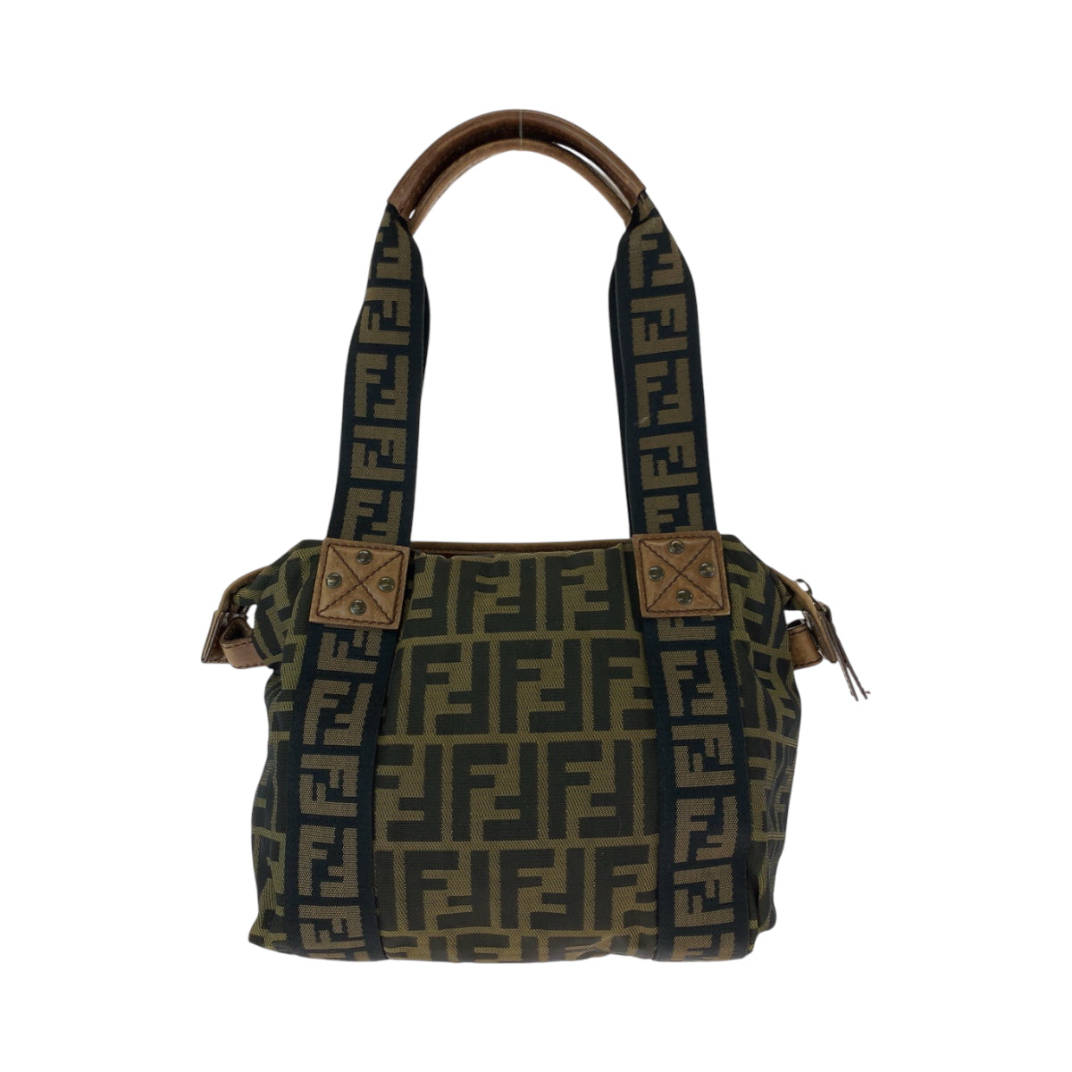 21167
FENDI フェンディ ヴィンテージ ズッカ ブラウン ゴールド金具 キャンバス ハンドバッグ ショルダーバッグ レディース ABP45