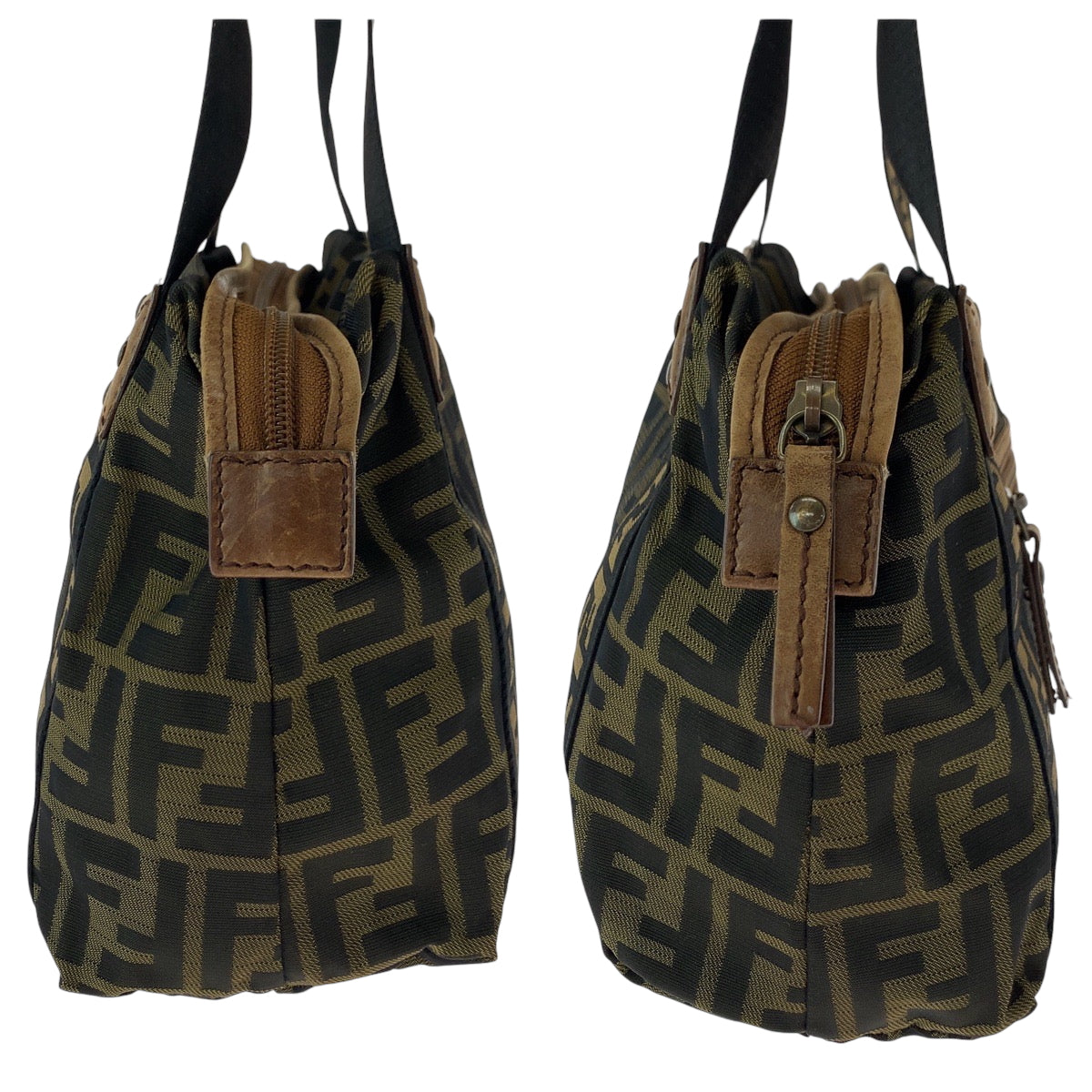 21167
FENDI フェンディ ヴィンテージ ズッカ ブラウン ゴールド金具 キャンバス ハンドバッグ ショルダーバッグ レディース ABP45