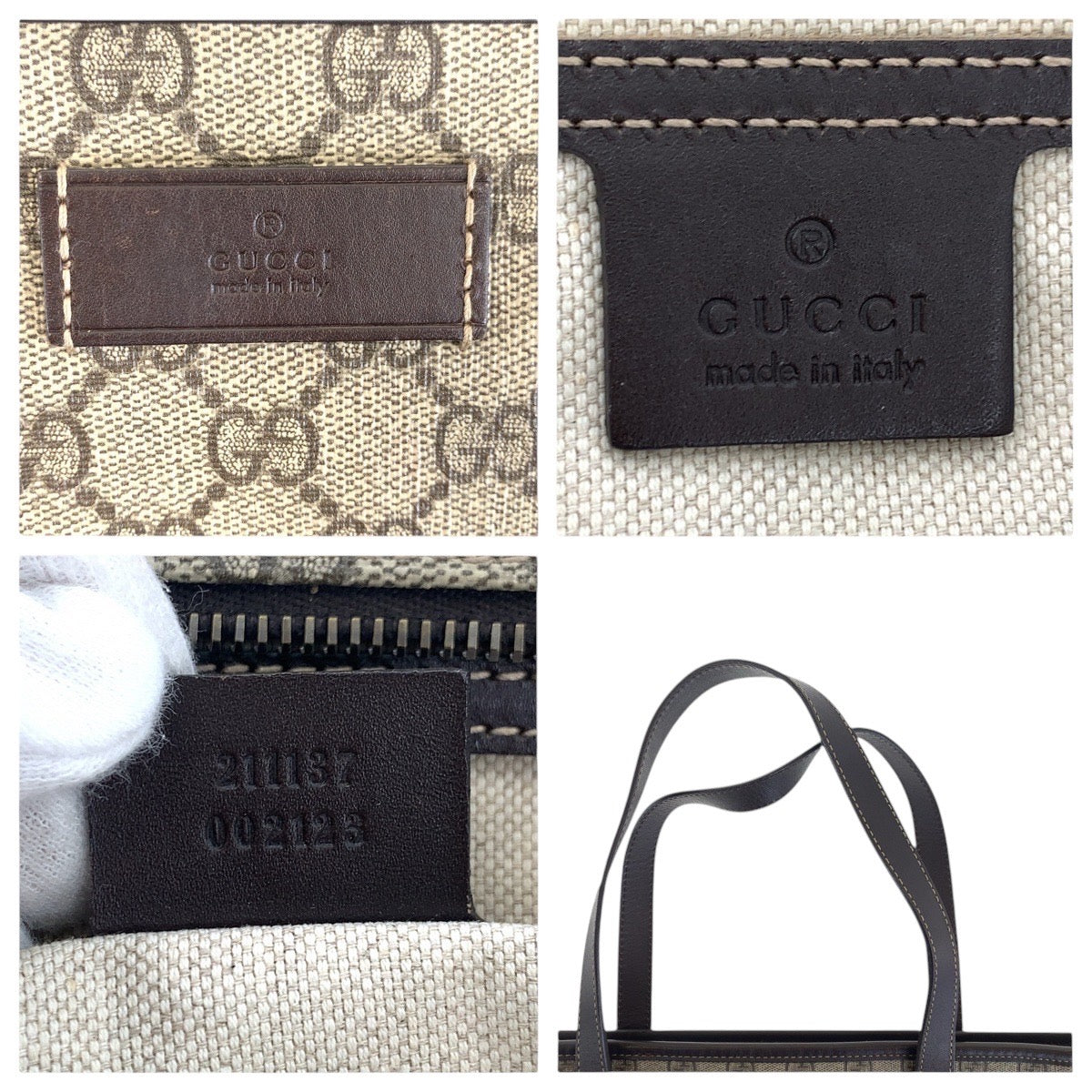 21171
GUCCI グッチ ベージュ ブラウン GGスプリームキャンバス / レザー 211137 トートバッグ ショルダーバッグ レディース AB42