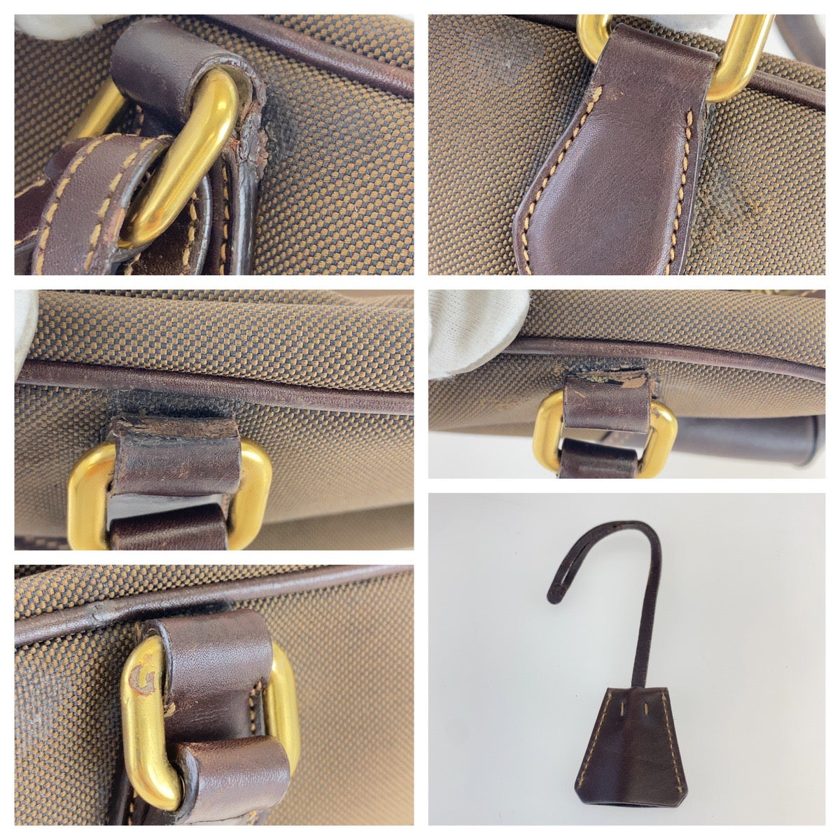 21173
PRADA プラダ ロゴジャガード ブラウン キャンバス / レザー ショルダーバッグ ハンドバッグ トートバッグ レディース ABP40