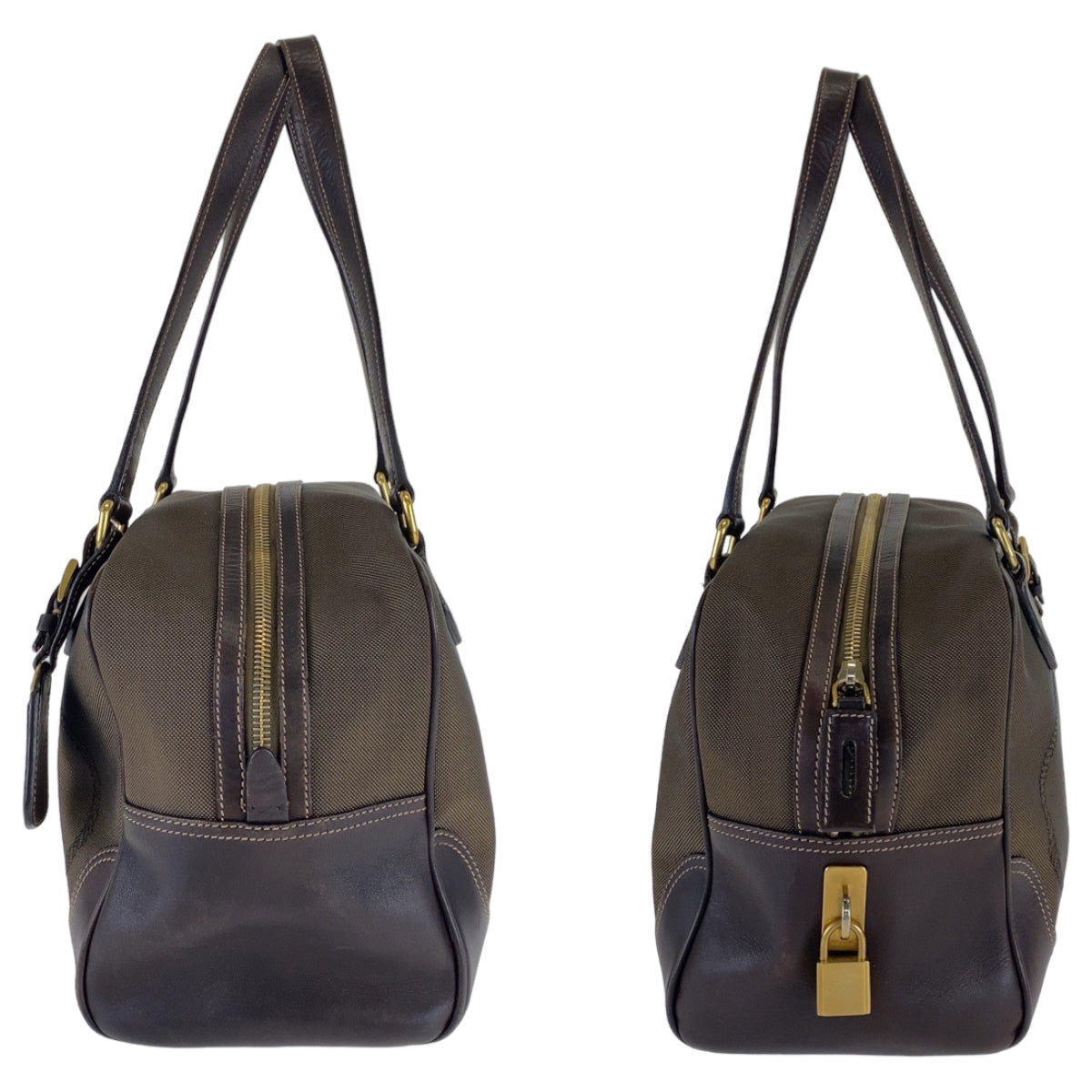 21173
PRADA プラダ ロゴジャガード ブラウン キャンバス / レザー ショルダーバッグ ハンドバッグ トートバッグ レディース ABP40