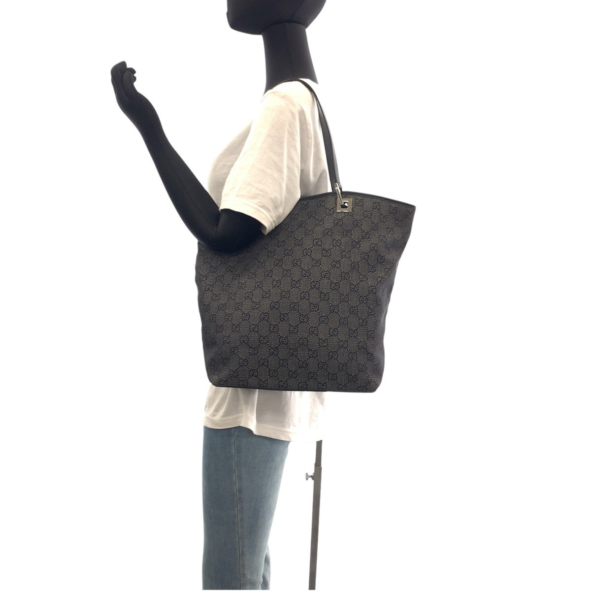 21182
GUCCI グッチ ブラック 黒 GGキャンバス / レザー 31243 トートバッグ ショルダーバッグ レディース ABP38