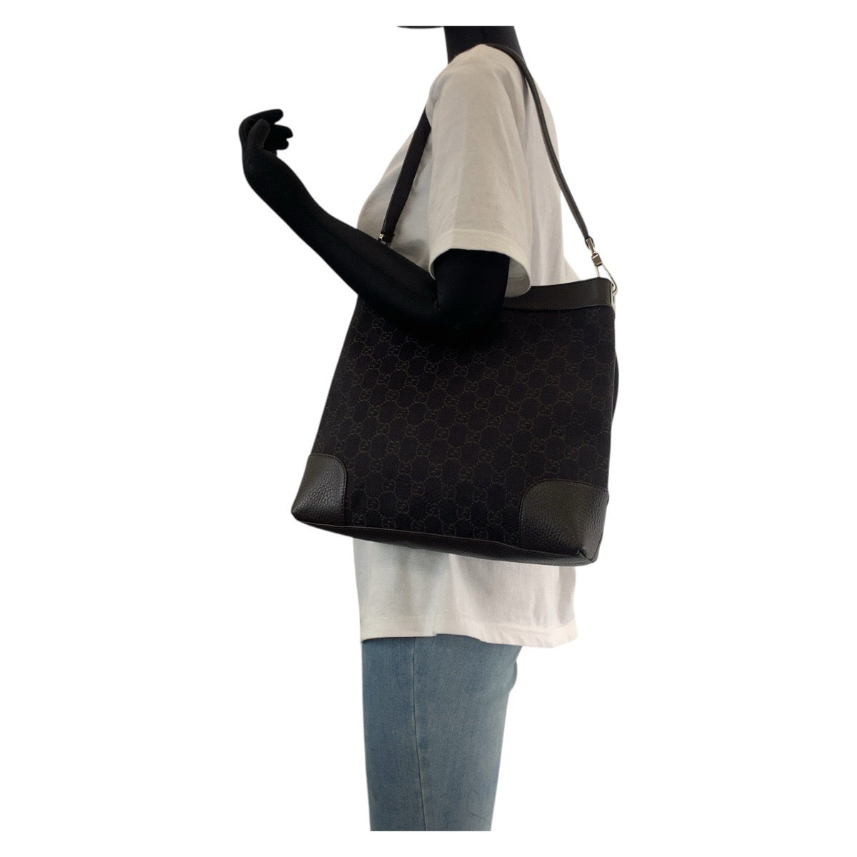 21183
GUCCI グッチ ダークブラウン シルバー金具 GGキャンバス / レザー 143745 ショルダーバッグ レディース A40