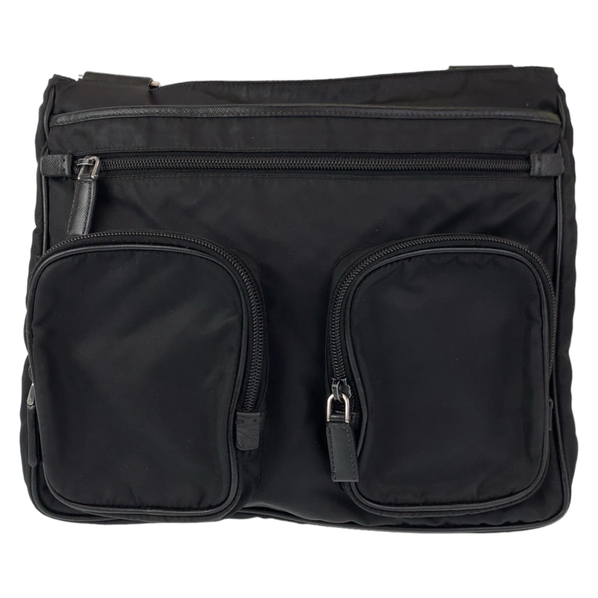 21185
PRADA プラダ テスート 三角ロゴ 男女兼用 ブラック 黒 シルバー金具 ナイロン ショルダーバッグ メッセンジャーバッグ メンズ AB40